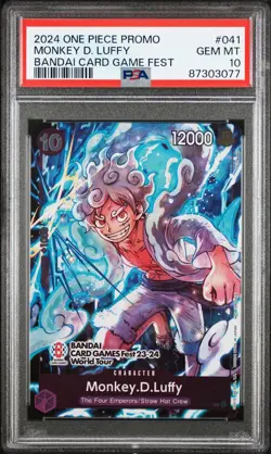 2024 ONE PIECE PROMOS 041 MONKEY D. LUFFY BANDAI CARD GAME FEST PSA 10 ENGLISH - Image 1