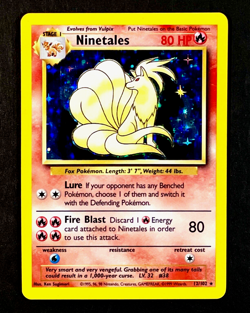 1999 Pokemon NINETALES Base Set BLACK FLAME ERROR Misprint HOLO Rare Card 12/102 - Image 1