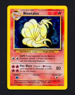 1999 Pokemon NINETALES Base Set BLACK FLAME ERROR Misprint HOLO Rare Card 12/102 - Image 2