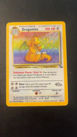 Dragonite 4/62 Pokemon Fossil Unlimited Holo Rare Card WOTC - Image 1