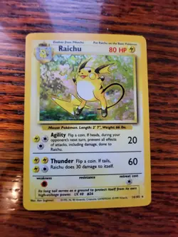 Raichu 14/102 - Base Set Unlimited - WOTC Holo Rare Pokemon Card - Vintage - Image 1