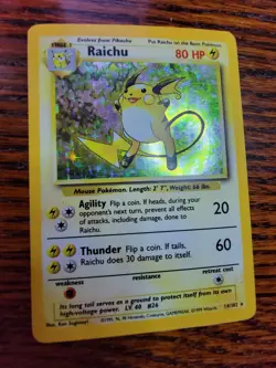 Raichu 14/102 - Base Set Unlimited - WOTC Holo Rare Pokemon Card - Vintage - Image 2