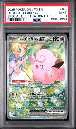 2025 POKEMON JTG EN-JOURNEY TOGETHER #184 LILLIE'S CLEFAIRY EX PSA 9 - Image 1