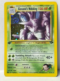 Pokemon Giovanni's Nidoking 1st Edition Gym Challenge Holo 7/132 - LP - Image 1