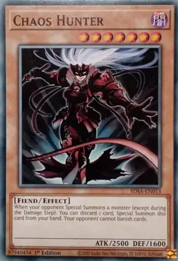 SDSA-EN013 CHAOS HUNTER COMMON 1ST EDITION YuGiOh CARD - Image 1