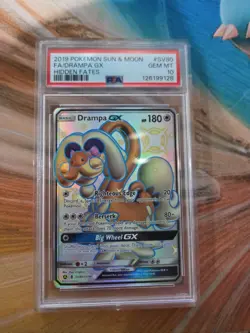 Shiny Drampa GX 2019 Pokemon Sun & Moon Hidden Fates Full Art FA #SV80 PSA 10 - Image 1