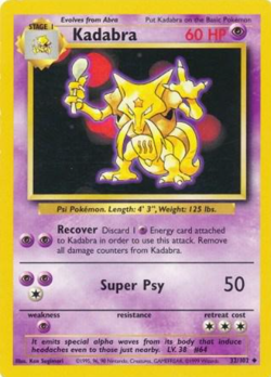 Kadabra 32/102 Non Holo Base Set 1999 Vintage Pokemon Card RETIRED - Image 1