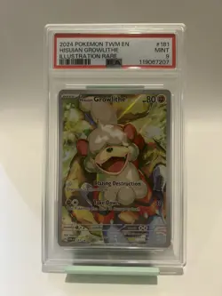 Hisuian Growlithe 181/167 Pokemon Twilight Masquerade Illustration Rare PSA 9 - Image 1