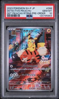 2023 SV-P JP PROMO #098 DETECTIVE PIKACHU DET PIKACHU RTRNS PRE-ORDER PSA 10 - Image 1