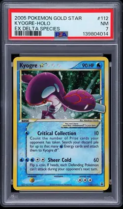 2005 POKEMON GOLD STAR KYOGRE-HOLO EX DELTA SPECIES PSA #112 NM 7 - Image 1