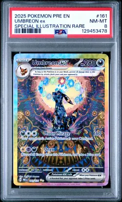 2025 POKEMON PRE EN-PRISMATIC EVOLUTIONS #161 UMBREON EX PSA 8 - Image 1