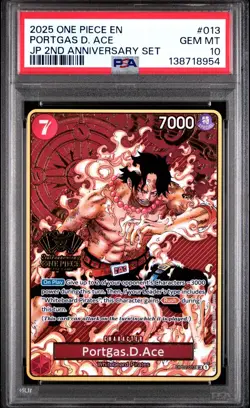 2025 ONE PIECE OP02-013 JAPANESE 2ND ANNIVERSARY SET PORTGAS D. ACE ENG PSA 10 - Image 1