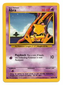 Pokemon Card: Abra 43/102 Base Set Vintage! NM - Image 1
