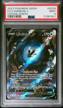 2023 POKEMON SWORD AND SHIELD CROWN ZENITH GG39 FA/LUMINEON V CROWN ZENITH PSA 9 - Image 1