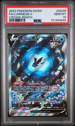 2023 POKEMON SWORD AND SHIELD CROWN ZENITH #GG39 FA/LUMINEON V PSA 10 - Image 1