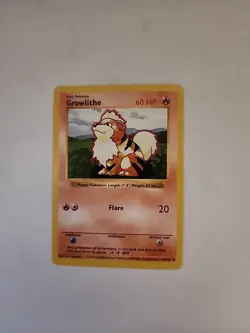 Growlithe 28/102 Shadowless Base Set Uncommon 1999 English Pokemon TCG WoTC NM - Image 1