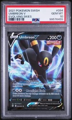2021 Pokemon SWSH Evolving Skies Umbreon V 094/203 PSA 10 Gem Mint - Image 2