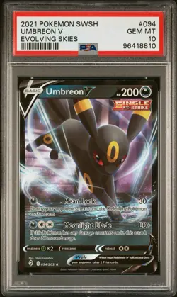 2021 Pokemon SWSH Evolving Skies Umbreon V 094/203 PSA 10 Gem Mint - Image 2