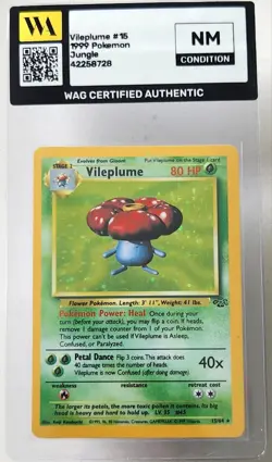 WAG Certified Nm Pokemon TCG Vileplume Jungle Holo Card 15/64 Unlimited Holo - Image 1