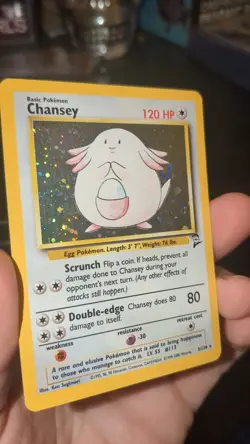 Pokemon TCG Chansey Holo Unlimited Rare Card 3/102 LP Condition SWIRL - Image 1