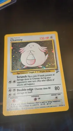 Pokemon TCG Chansey Holo Unlimited Rare Card 3/102 LP Condition SWIRL - Image 2