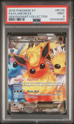2016 POKEMON XY GENERATIONS RADIANT COLL #RC28 FULL ART/FLAREON EX PSA 9 - Image 1
