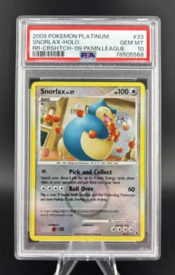 Snorlax 33 Platinum Pokemon League Cross Hatch Psa 10 - Image 1