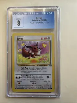 1999 EEVEE Jungle Unlimited Common Pokemon 51/64 CGC Graded 8 Mint - Image 1