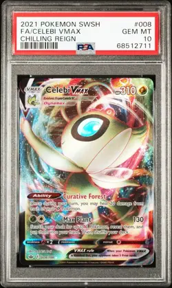 2021 POKEMON SWORD & SHIELD CHILLING REIGN 008 FULL ART/CELEBI VMAX - Image 1