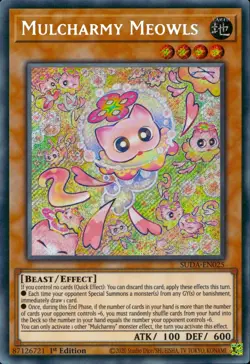 Yugioh Mulcharmy Meowls SUDA-EN025 Secret Rare 1st Edition - Image 1