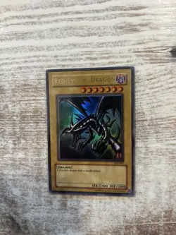 Yu-Gi-Oh! TCG Red-Eyes Black Dragon Holo Rare Card SDJ-001 Vintage 1996 - Image 1
