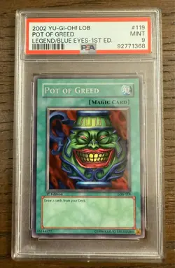 2002 Yu-Gi-Oh! LOB-119 1st Edition Pot of Greed - PSA 9 - Legend Of Blue Eyes - Image 1