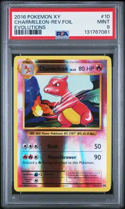 2016 POKEMON XY EVOLUTIONS #10 CHARMELEON-REVERSE FOIL PSA 9 - Image 1