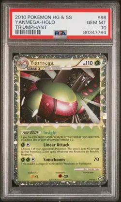 2010 POKEMON HEARTGOLD SOULSILVER TRIUMPHANT YANMEGA PRIME HOLO PSA 10 GEM MINT - Image 1