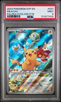 2023 POKEMON SVP EN-SV BLACK STAR PROMO #027 PIKACHU PSA 9 - Image 1