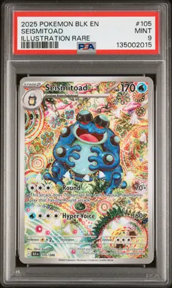 Seismitoad 105/086 Illustration Rare Blk En-black Bolt Pokemon PSA 9 - Image 1