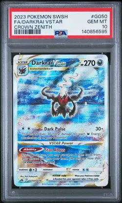 2023 POKEMON SWORD & SHIELD CROWN ZENITH #GG50 FULL ART/DARKRAI VSTAR PSA 10 - Image 1