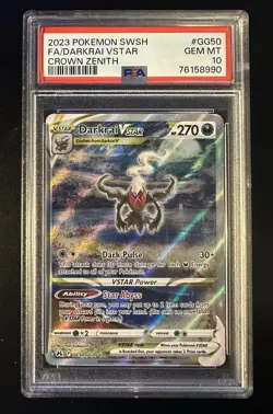 2023 POKEMON SWORD & SHIELD CROWN ZENITH #GG50 FULL ART DARKRAI VSTAR PSA 10 - Image 1