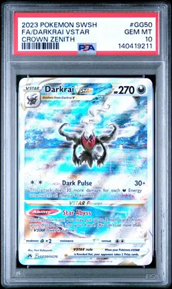 2023 POKEMON SWORD & SHIELD CROWN ZENITH #GG50 FULL ART/DARKRAI VSTAR PSA 10 - Image 1