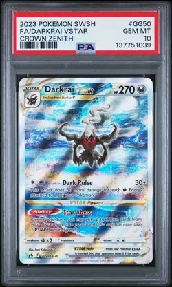 2023 POKEMON SWORD & SHIELD CROWN ZENITH #GG50 FULL ART/DARKRAI VSTAR PSA 10 - Image 1