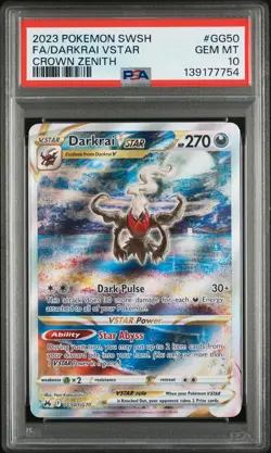 2023 POKEMON SWORD & SHIELD CROWN ZENITH #GG50 FULL ART/DARKRAI VSTAR PSA 10 - Image 1