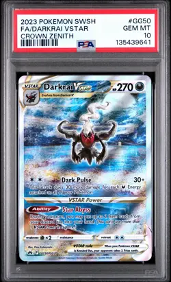 2023 POKEMON SWORD & SHIELD CROWN ZENITH #GG50 FULL ART/DARKRAI VSTAR PSA 10 - Image 1