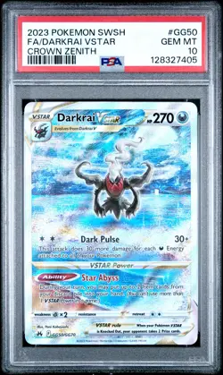 2023 POKEMON SWORD & SHIELD CROWN ZENITH #GG50 FULL ART/DARKRAI VSTAR PSA 10 - Image 1