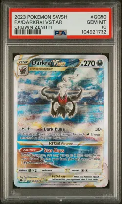 2023 POKEMON SWORD & SHIELD CROWN ZENITH #GG50 FULL ART/DARKRAI VSTAR PSA 10 - Image 1