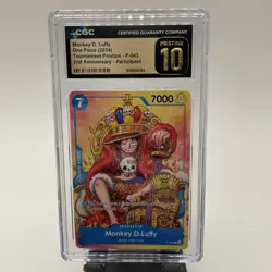 CGC 10 Pristine Monkey D. Luffy P-043 2nd Anniversary Tournament Promo One Piece - Image 1