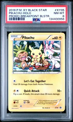 2016 POKEMON XY BLACK STAR PROMO BREAKPOINT BLISTERS #XY95 PIKACHU-HOLO PSA 8 - Image 1