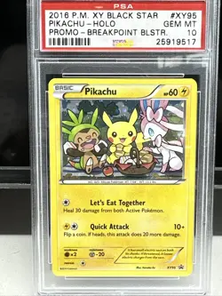 2016 Pokemon XY Breakpoint Blister Black Star Promo Pikachu XY95 PSA 10 Gem Mint - Image 1