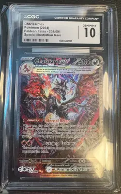 2024 POKEMON CGC 10 CHARIZARD EX 234/091 PALDEAN FATES SPECIAL ILLUSTRATION RARE - Image 1