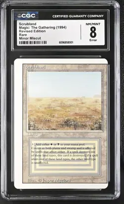 Scrubland Revised GRADED MISCUT ERROR MTG CARD Magic The Gathering Dual Land - Image 2