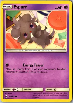 Espurr 44/131 Common SM - Forbidden Light LP Pokemon Card - Image 1